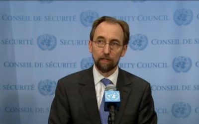 Zeid Raad al-Hussein, haut commissaire pour les droits de l'Homme aux Nations unies. (Crédit : capture d'écran YouTube)