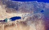 Israël vu de l'espace, comme on le voit dans une série de photos prises par l'astronaute Barry Wilmore à la Station spatiale internationale le 25 décembre 2014 (crédit photo: NASA)