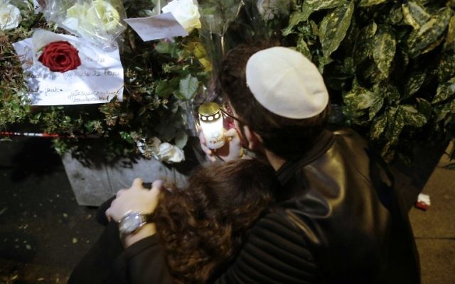 Rassemblement pour les victimes juives de Vincennes - 10 janvier 2015 (Crédit : AFP)