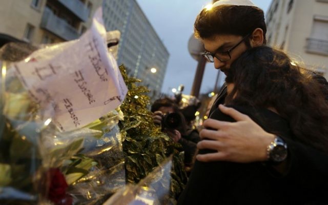 Rassemblement pour les victimes juives de Vincennes - 10 janvier 2015 (Crédit : AFP)