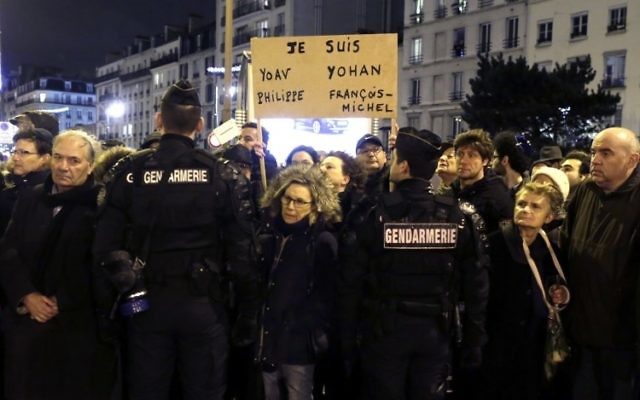 Rassemblement pour les victimes juives de Vincennes - 10 janvier 2015 (Crédit : AFP)
