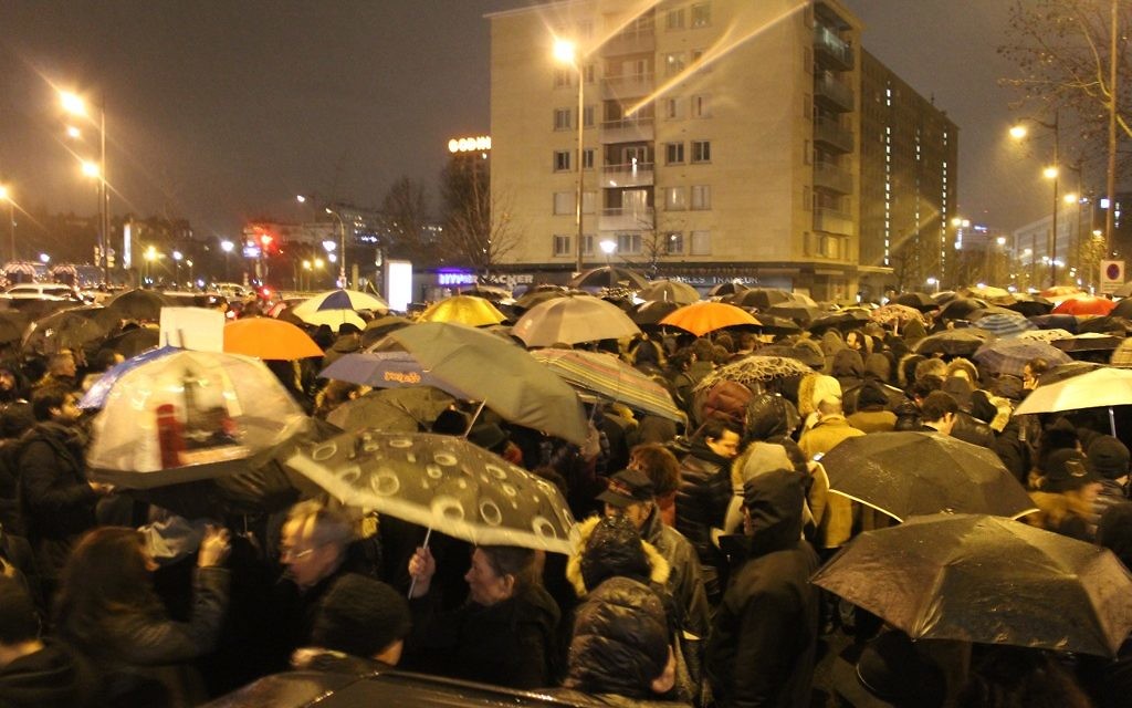 Rassemblement à St-Mandé et Vincennes pour les 4 victimes juives du terrorisme - 10 janvier 2015 (Crédit : Glenn Cloarec)