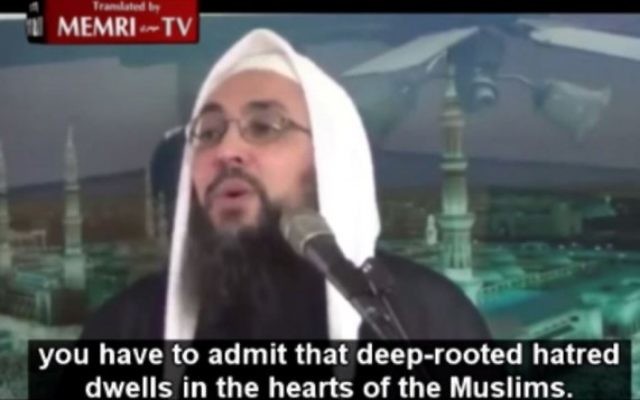 Capture d'écran de l'imam de Brooklyn (Crédit : MEMRI)