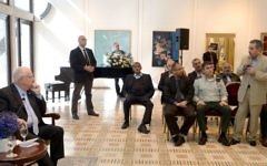 Rencontre entre le président Reuven Rivlin et les dirigeants arabes le 5 février 2015 à la résidence présidentielle (Crédit : MARK NEYMAN/GPO)