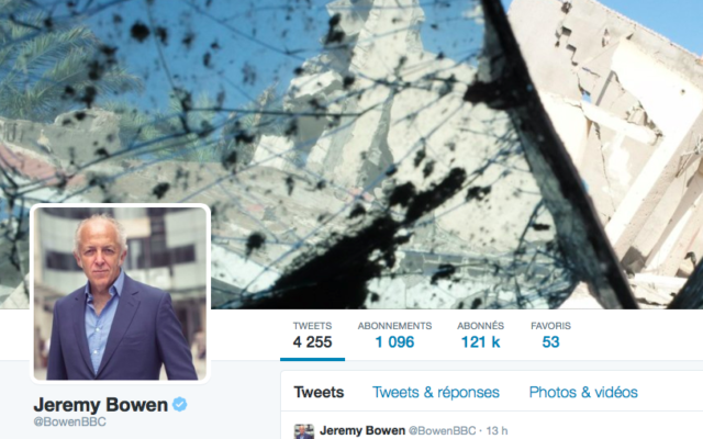 Capture d’écran de la page Twitter de Jeremy Bowen