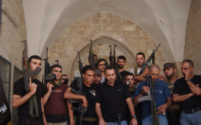 Les Brigades des Martyrs d'Al-Aqsa, la branche armée du Fatah, dans la vieille ville de Naplouse en Cisjordanie (Crédit photo: Wagdi Ashtiyeh /Flash90)
