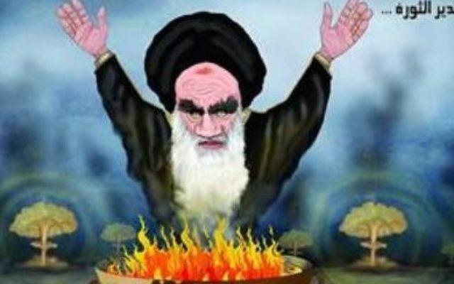 Une caricature politique publiée dans un journal saoudien, suite à l'accord-cadre de Lausanne sur le programme nucléaire de l'Iran (Crédit: MEMRI) Une caricature politique publiée dans un journal saoudien, suite à l'accord-cadre de Lausanne sur le programme nucléaire de l'Iran (Crédit: MEMRI)