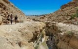 Des Israéliens dans la vallée de Nahal Arugot, près d'Ein Gedi, pendant Pessah, le 5 avril 2015. (Crédit : Gedi Israël/Flash90)