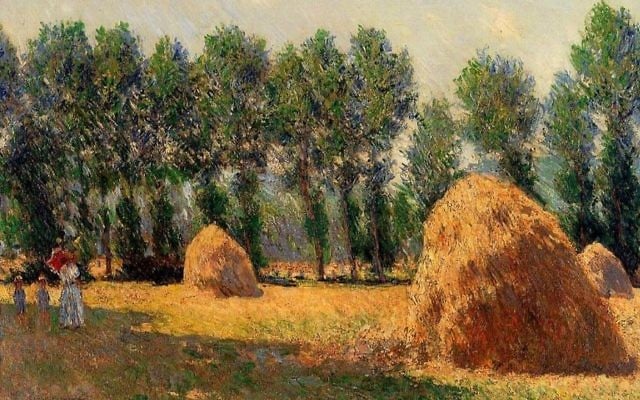 'Meules de foin à Giverny' de Monet en 1885 (Crédit : Allart.biz)