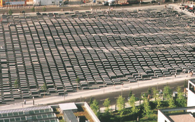 Vue aérienne du Mémorial de l'Holocauste de Berlin (Crédit : de:Benutzer:Schreibkraft/Creative Commons/ Wikimedia)