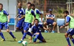 Les joueurs de l'équipe nationale de football d'Israël s'entraînant à Tel-Aviv, le 4 septembre 2013. (Crédit photo: Flash90)