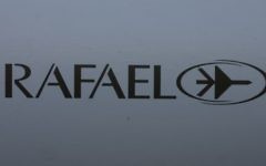 Le logo de Rafael (Crédit : Tsahi Ben-Ami / Flash 90)
