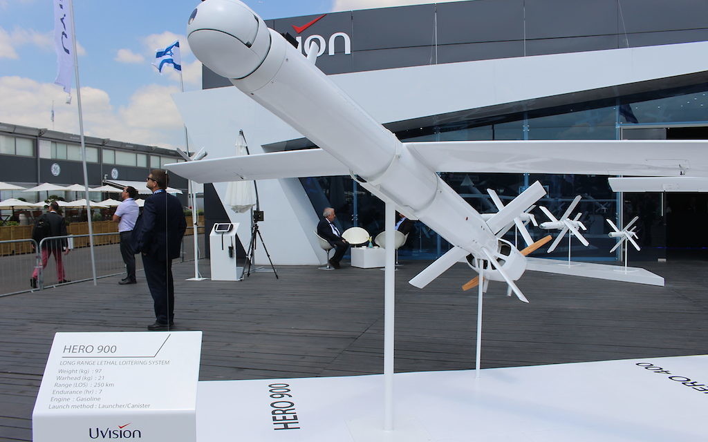 Le missile Hero 900 de Uvision (Crédit : Times Of Israël Staff)