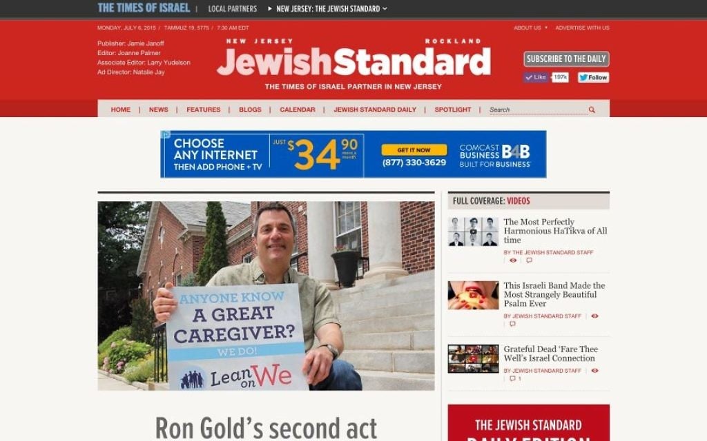 La nouvelle page d'accueil du Jewish Standard