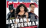 Gal Gadot en Wonder Woman sur la couverture du 10 juillet d'Entertainment Weekly, aux côtés de Batman, incarné avec Ben Affleck (à gauche) et Superman, incarné par Henry Cavill (à droite) (Crédit : Capture d'écran YouTube)
