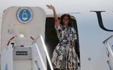 La Première dame des États-Unis, Michelle Obama, à l'aéroport de Venise en Italie le 19 juin 2015 (Crédit : image Michelle Obama via Shutterstock)