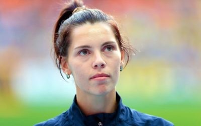 L'athlète de triple sauts Hanna Knyazyeva-Minenko aux Championnats du monde 2013 d'athlétisme (Crédit : Wikimedia / Augustas Didzgalvis / CC BY-SA 4.0)