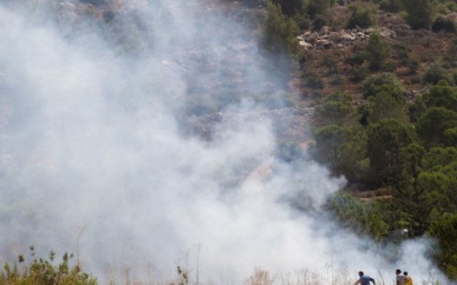 Le feu fait rage entre Tzur Hadassah et l'implantation de Beitar Illit en Cisjordanie le 2 août 2015. (Crédit photo: Nati Shohat / Flash90) Le feu fait rage entre Tzur Hadassah et l'implantation de Beitar Illit en Cisjordanie le 2 août 2015. (Crédit photo: Nati Shohat / Flash90)
