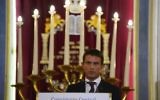 Le Premier ministre français Manuel Valls prononce un discours à la synagogue Nazareth, dans le cadre de la présentation des voeux de bonnes années de l'Etat français à la communauté juive, le 8 septembre, 2015 Paris (Crédit : AFP PHOTO / BERTRAND GUAY)
