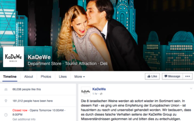 Capture d’écran de la page d'écran du magasin Kadewe (Crédit : Facebook)