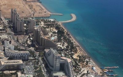 Une vue du front de mer d'Eilat. (Crédit : Nati Shohat/Flash90)