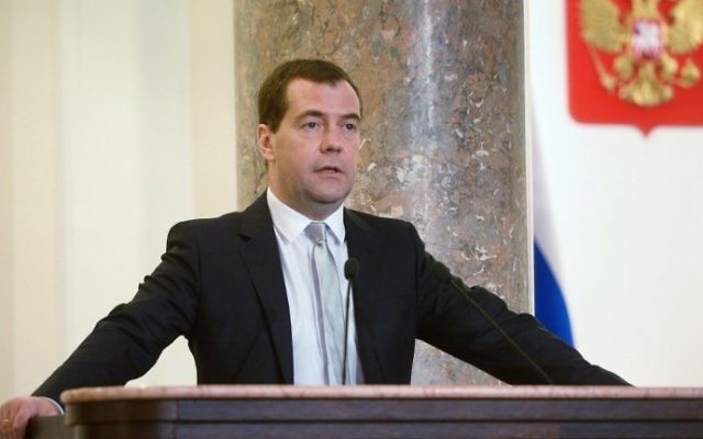 Le Premier ministre russe Dmitry Medvedev (Crédit : Alexander Astafiev/AFP) Le Premier ministre russe Dmitry Medvedev (Crédit : Alexander Astafiev/AFP)