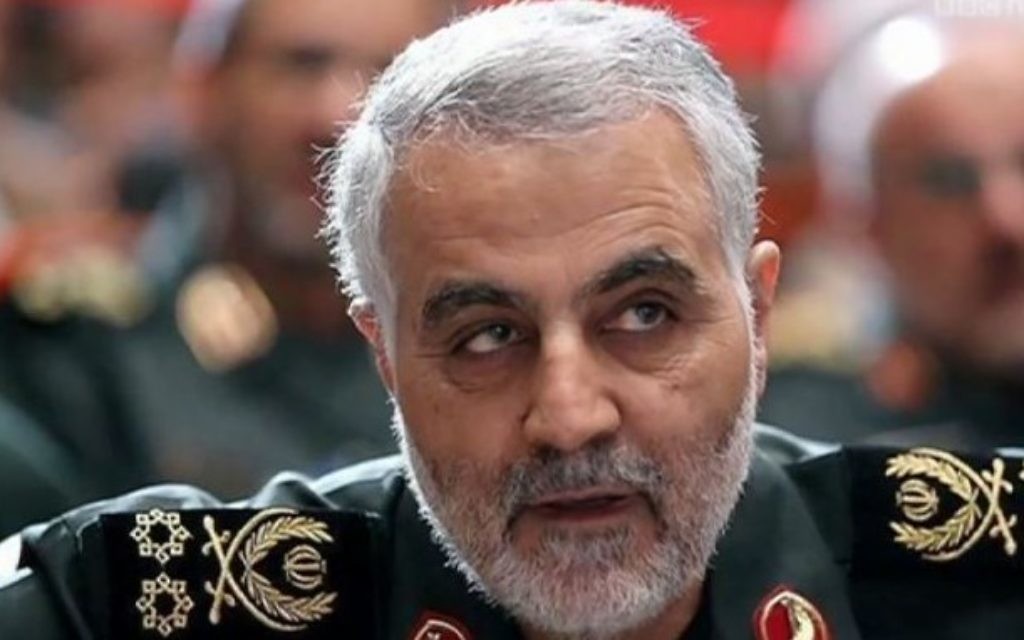 Le commandant des forces Al-Qods des Gardiens de la Révolution islamique, Qassem Soleimani. (Crédit : YouTube/BBC Newsnight)