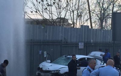 Scène de l'attentat à la voiture-bélier à Jérusalem, le 14 décembre 2015 (Crédit : autorisation)