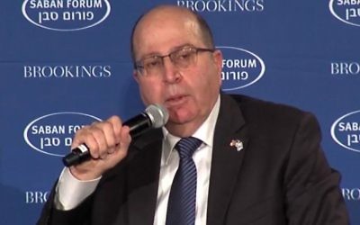 Moshe Yaalon au Forum Saban, le 4 décembre 2015 (Photo : autorisation)