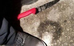 L'arme utilisée par un terroriste palestinien dans une attaque au couteau à Givat Zeev le 27 janvier 2016 (Crédit : Ministère des Affaires étrangères)