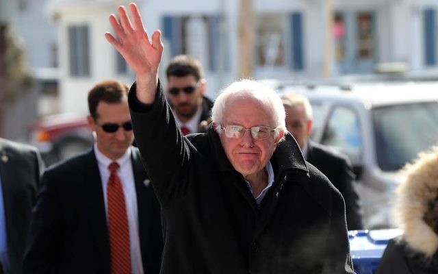 Bernie Sanders, à Concord, New Hampshire, le 9 février 2016. (Crédit : Spencer Platt/Getty Images via JTA) Bernie Sanders, à Concord, New Hampshire, le 9 février 2016. (Crédit : Spencer Platt/Getty Images via JTA)