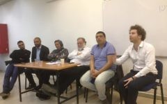 Dominique Sopo, Latifa Ibn Ziaten et Sacha Reingewirtz en compagne des membres du Cercles des parents endeuillés (Crédit : Facebook/Union des Etudiants Juifs de France [ UEJF ])