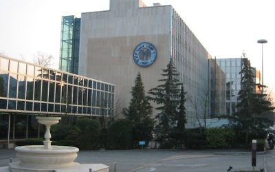 Bâtiment de l'Organisation mondiale de la propriété intellectuelle (OMPI), une agence de l'ONU basée à Genève (Crédit : CC BY-SA 3.0)