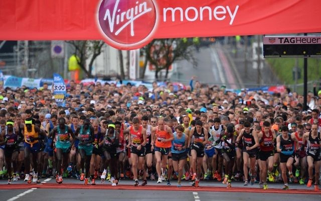 Les participants à la course élite homme au départ du marathon de Londres, dans le centre-ville, le 24 avril 2016. (Crédit photo : AFP PHOTO / GLYN KIRK) Les participants à la course élite homme au départ du marathon de Londres, dans le centre-ville, le 24 avril 2016. (Crédit photo : AFP PHOTO / GLYN KIRK)