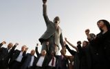 La statue de Nelson Mandela offerte par Johannesburg, à Ramallah, le 26 avril 2016. (Crédit : Abbas Momani/AFP)