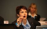 Frauke Petry, responsable du parti Alternative für Deutschland, à Aschaffenburg, le 25 janvier 2014. (Crédit : blu-news.org/CC BY-SA 2.0/WikiCommons)