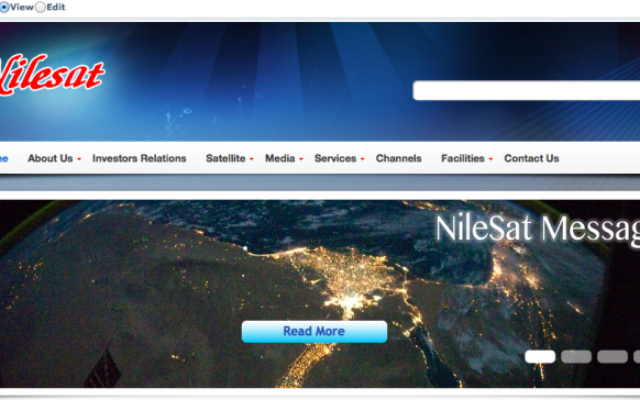 Capture d'écran de la page d'accueil du site web de Nilesat