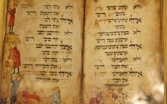 Une page de la "Haggadah Tête d'oiseau", qui date du 14e siècle. (Crédit : Wikimedia Commons)
