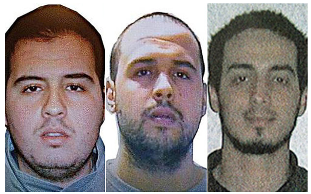 Dossier : (de gauche à droite) Khalid El Bakraoui, Ibrahim El Bakraoui and Najim Laachraoui, qui ont conduit les attaques à la bombe meurtrières de Bruxelles, le 22 mars 2016, sur une photo publiée par les autorités belges. (Police belge fédérale) Dossier : (de gauche à droite) Khalid El Bakraoui, Ibrahim El Bakraoui and Najim Laachraoui, qui ont conduit les attaques à la bombe meurtrières de Bruxelles, le 22 mars 2016, sur une photo publiée par les autorités belges. (Police belge fédérale)