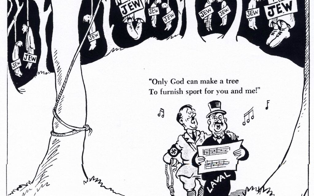 Cette caricature du Dr. Seuss du 20 juillet 1942 prévenait les Américains de la situation désespérée des juifs de France (Crédit : Réimprimé avec la permission de Cartoonists Against the Holocaust') Cette caricature du Dr. Seuss du 20 juillet 1942 prévenait les Américains de la situation désespérée des juifs de France (Crédit : Réimprimé avec la permission de Cartoonists Against the Holocaust')