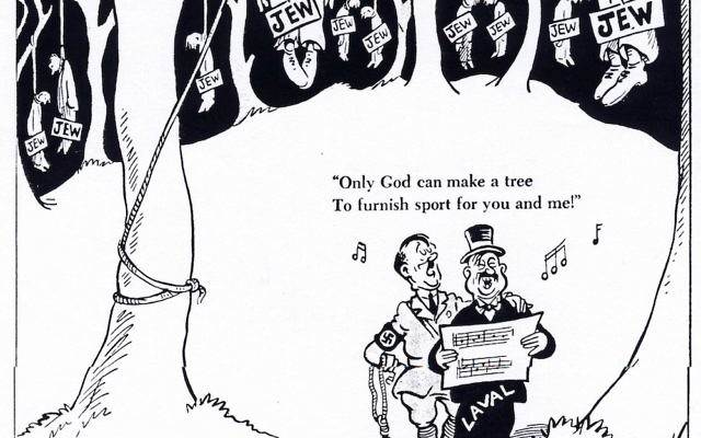 Cette caricature du Dr. Seuss du 20 juillet 1942 prévenait les Américains de la situation désespérée des juifs de France (Crédit : Réimprimé avec la permission de Cartoonists Against the Holocaust')