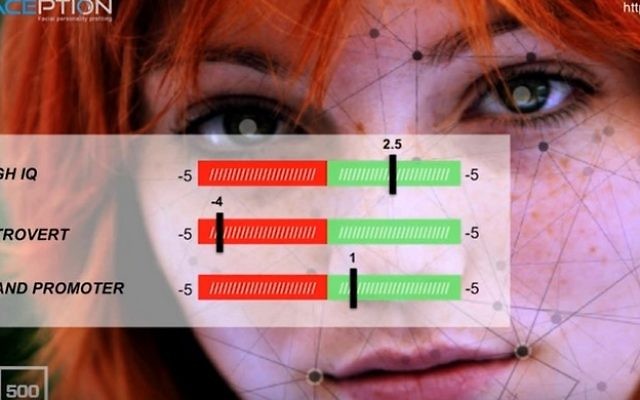 Une image prise à partir d'une présentation datant de mai 2016  du co-fondateur de Faception, Shai Gilboa (Crédit : Capture d'écran YouTube)