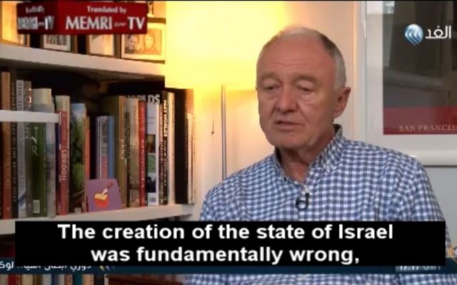 Ken Livingstone dénonce Israël pendant un entretien, le 4 mai 2016. (Crédit : capture d'écran MEMRI)