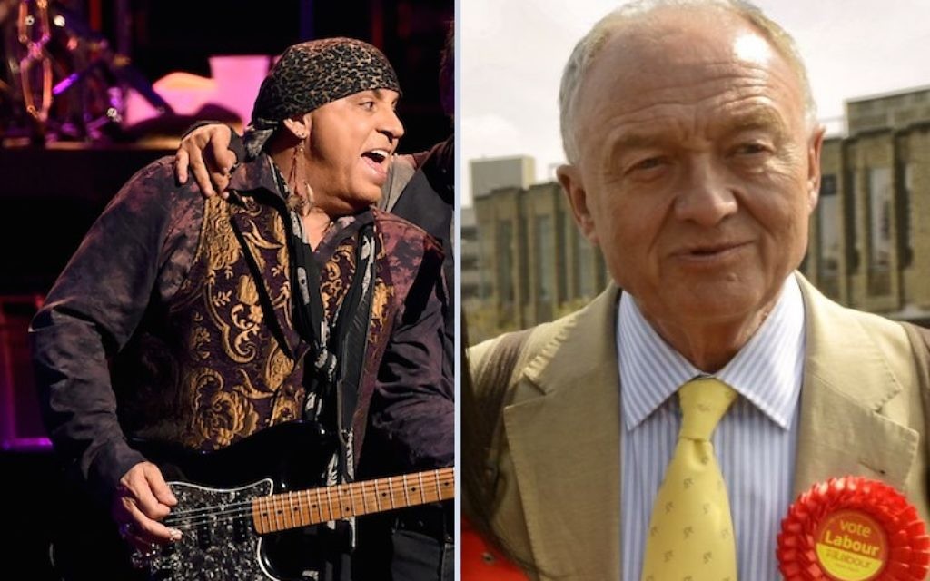 Montage photo du musicien Stevie Van Zandt et de l'ancien maire de Londres, Ken Livingstone (Crédit : Kevin Winter/Getty Images via JTA/Wikimedia Commons, goodadvice.com, CC BY-SA 4.0) Montage photo du musicien Stevie Van Zandt et de l'ancien maire de Londres, Ken Livingstone (Crédit : Kevin Winter/Getty Images via JTA/Wikimedia Commons, goodadvice.com, CC BY-SA 4.0)