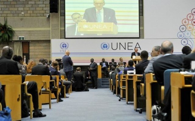 Le secrétaire général adjoint des Nations unies Jan Eliasson s'adresse à l’Assemblée environnementale des Nations unies à Nairobi, le 26 mai 2016. (Crédit : AFP PHOTO / SIMON MAINA) Le secrétaire général adjoint des Nations unies Jan Eliasson s'adresse à l’Assemblée environnementale des Nations unies à Nairobi, le 26 mai 2016. (Crédit : AFP PHOTO / SIMON MAINA)