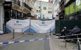 Cette photo montre la zone bouclée sur les lieux d'une alerte à la bombe dans la ville au centre commercial de la rue Neuve dans le centre-ville de Bruxelles, le 21 juin 2016. (Crédit : AFP / Belga / NICOLAS MAETERLINCK / Belgium OUT)