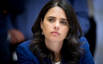 Ayelet Shaked, ministre de la Justice, en mars 2016. (Crédit : Yonatan Sindel/Flash90)