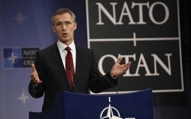 Le secrétaire général de l'OTAN, Jens Stotlenberg, lors d'une conférence de presse au quartier général de l'OTAN à Bruxelles, le 5 février 2015. (Crédits : AFP  / John Thys)