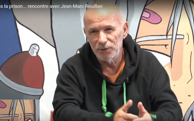 Jean-Marc Rouillan, l'ancien chef de file du groupe armé français d'extrême gauche Action directe (Crédit : capture d'écran YouTube) Jean-Marc Rouillan, l'ancien chef de file du groupe armé français d'extrême gauche Action directe (Crédit : capture d'écran YouTube)