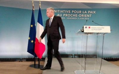 Jean-Marc Ayrault, le 3 juin 2016 à Paris (Crédit : Times of Israel)